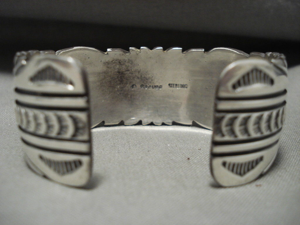 IMPORTANT VINTAGE NAVAJO DAVID REEVES DAMALE TURQUOISE SILVER BRACELET OLD