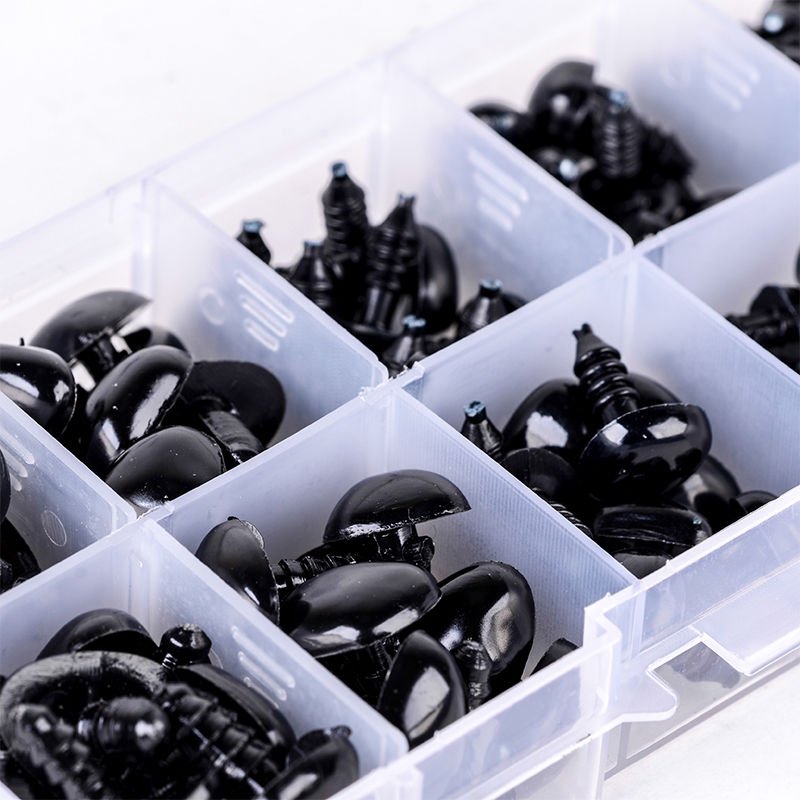 100pcs 5 Sizes Black Plastic Safety Nose & Washers For DIY Doll Teddy Puppet Toy