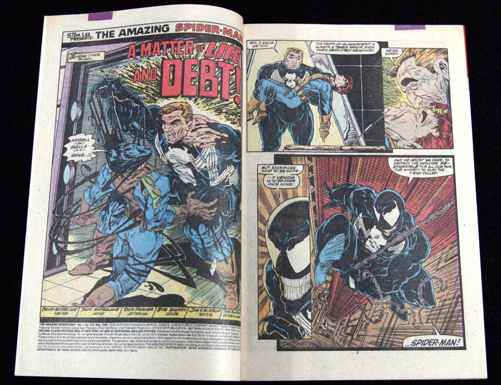 THE AMAZING SPIDER-MAN #315 MCFARLANE VENOM EDDIE BROCK 1989 MARVEL COMICS MOVIE