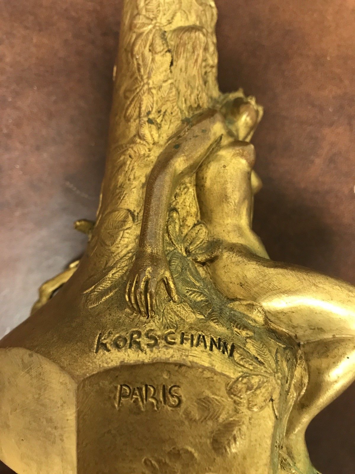 Beautiful Charles Korschann Art Nouveau Bronze Vase, c. 1900, signed