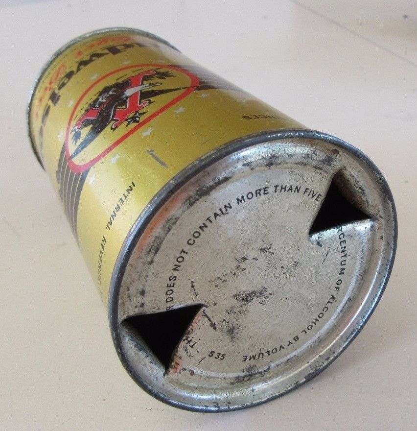 Vintage IRTP 1940's Budweiser Beer 12 FL OZ Straight Steel Flat Top Beer Can T/O