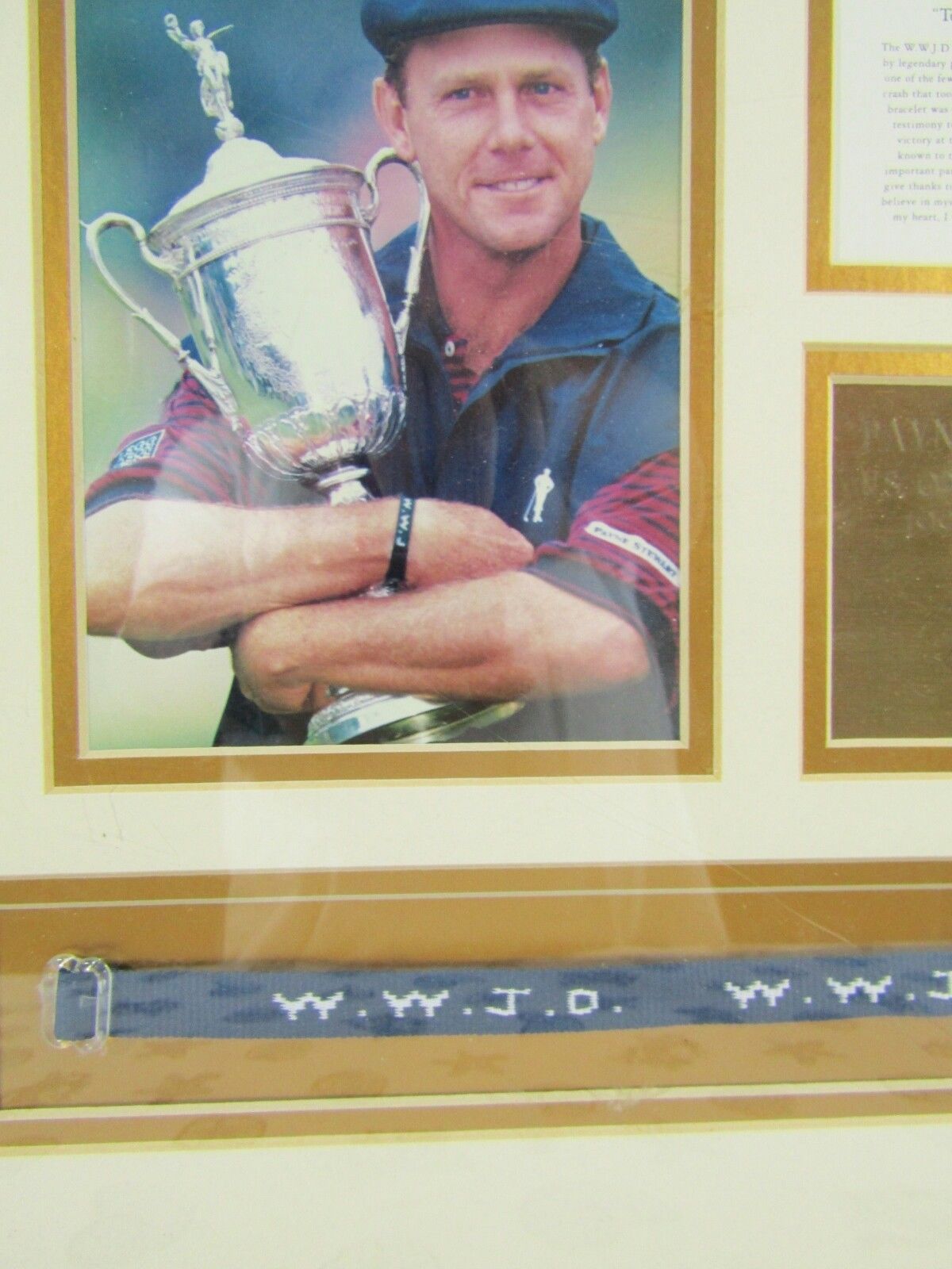 Payne Stewart 1999 US Open Signature Framed Tribute Autographed WWJD Bracelet