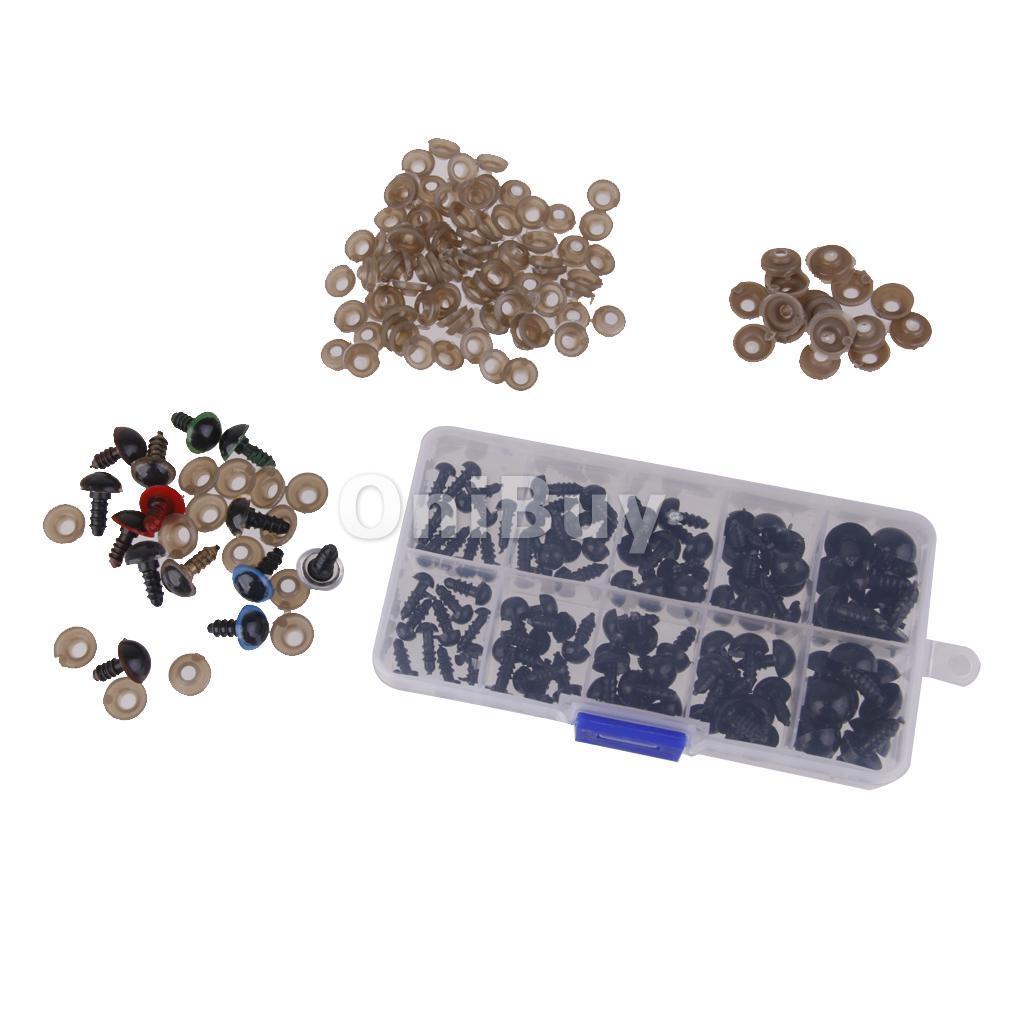 114pcs Yeux Mobiles Assortis Yeux De Sécurité En Plastique De Couleur Mixe