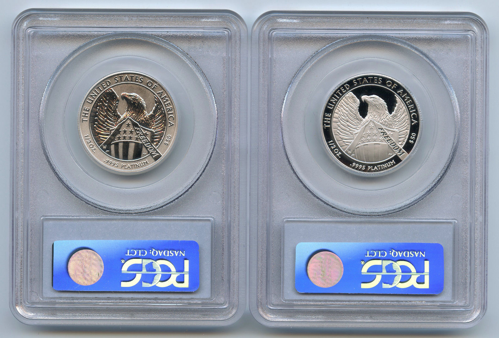 2007-W $50 PCGS PR 70 & PR 70 DCAM 10th Anniversary Platinum American Eagle Set