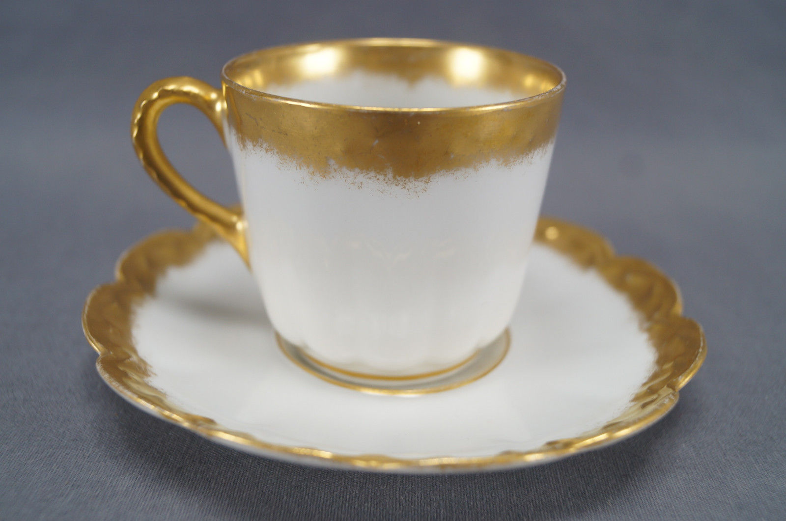 Set of 6 Haviland Limoges William Lycett Gold Monogram Demitasse Cups & Saucers