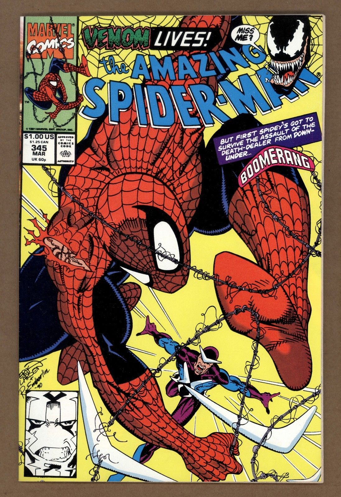 Amazing Spider-Man 345 NM 9.4  Carnage White Pages Marvel Comics 1990