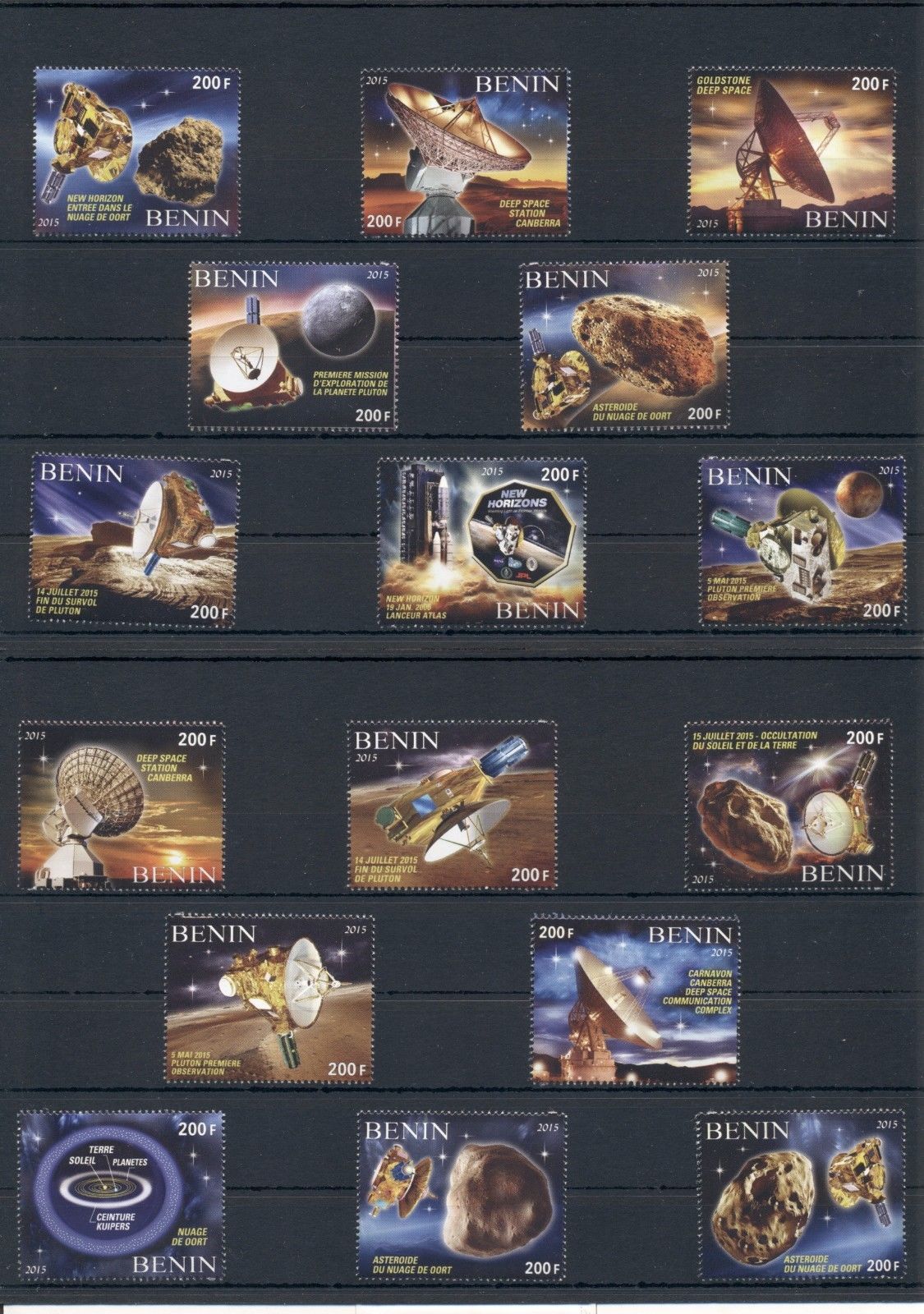 Space Exploration New Horizons Pluto Raumfahrt Benin set of 16 MNH stamps