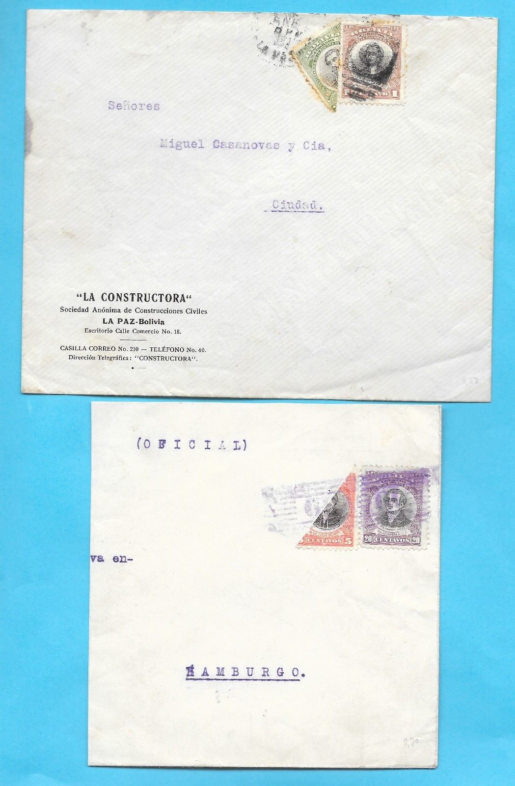 Attractive Offer of Bisected Stamps on 5 covers from Bolivia - 1901/1923