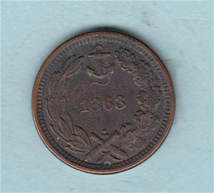 1863 Patriotic Civil War Token OUR LITTLE MONITOR / ANCHOR *SHARP DETAIL!* US