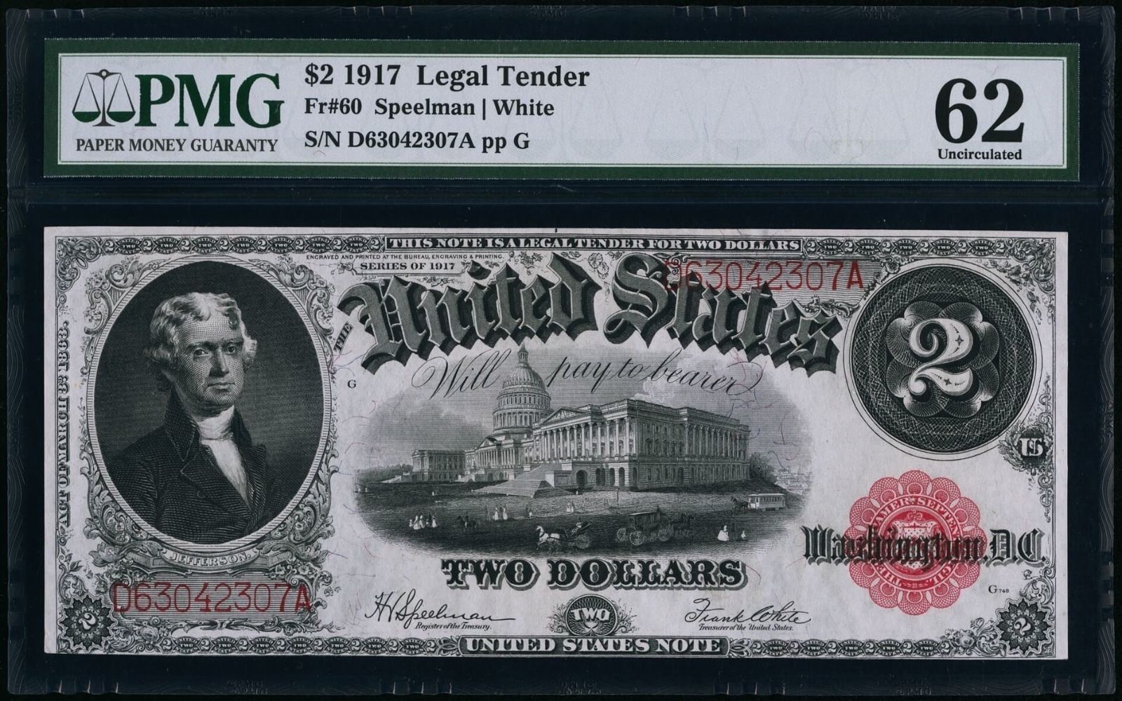 $2 1917 Legal Tender PMG 62 Uncirculated