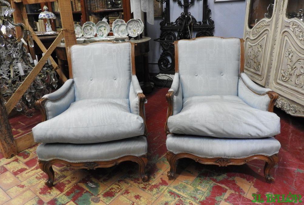 PAIR OF ANCIENT CHAIRS ARMCHAIRS WALNUT BERGERE PERIOD EARLY 900