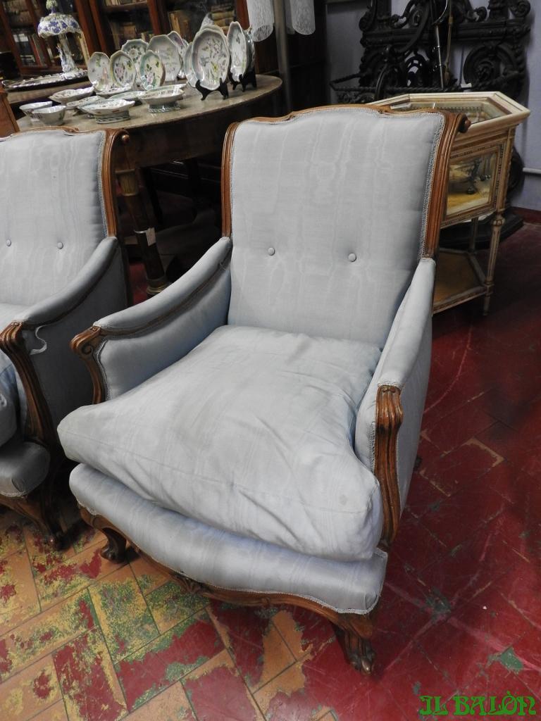 PAIR OF ANCIENT CHAIRS ARMCHAIRS WALNUT BERGERE PERIOD EARLY 900