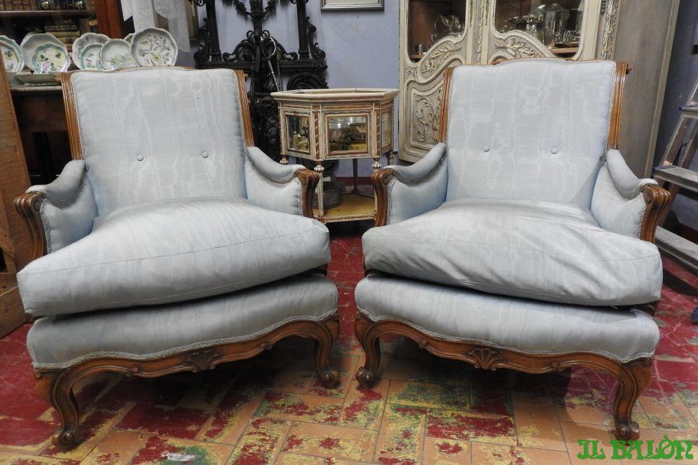 PAIR OF ANCIENT CHAIRS ARMCHAIRS WALNUT BERGERE PERIOD EARLY 900