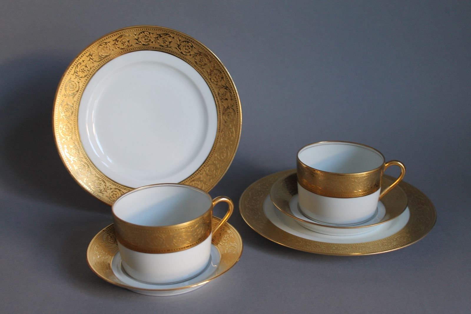 21 pc Thistle Gold Haviland Limoges France Coffee Service Set for 6