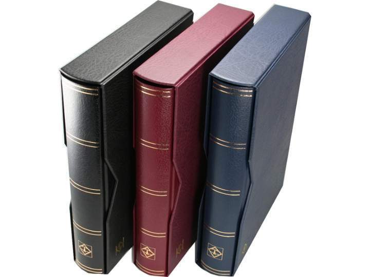 Lighthouse Premium Padded Stockbook, 32 Black Pages. Leather bound with Slipcase