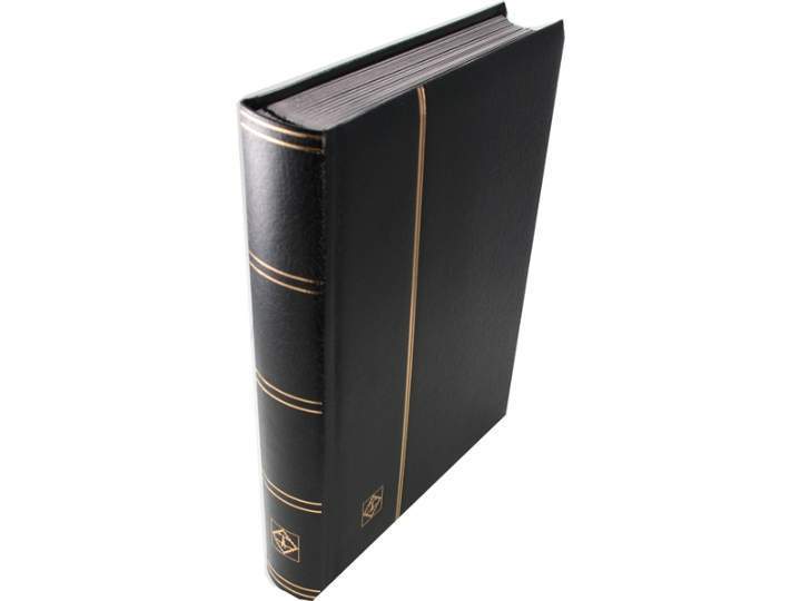 Lighthouse Premium Padded Stockbook, 32 Black Pages. Leather bound with Slipcase