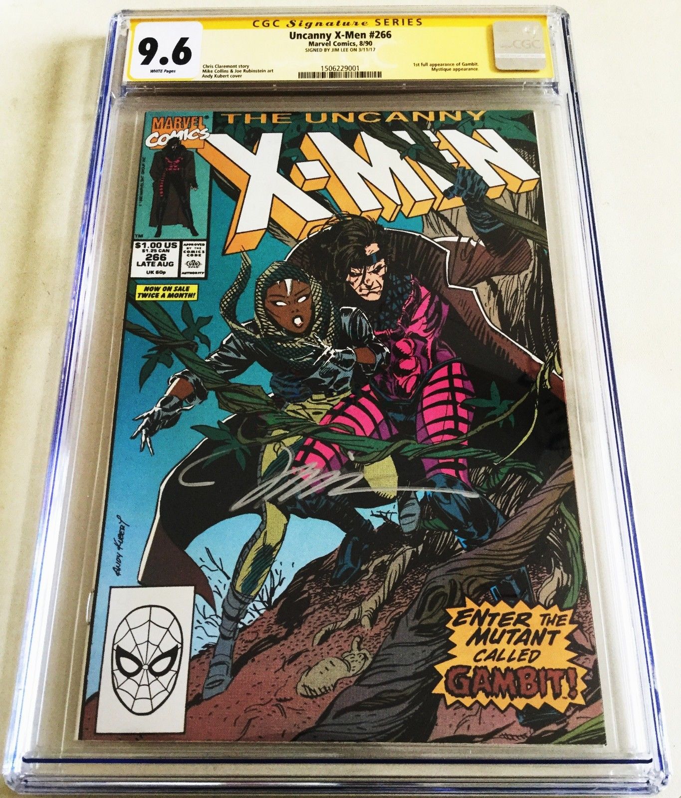 UNCANNY X-MEN #266 CGC 9.6 FIRST APPEARANCE OF GAMBIT - SIGNED BY JIM LEE