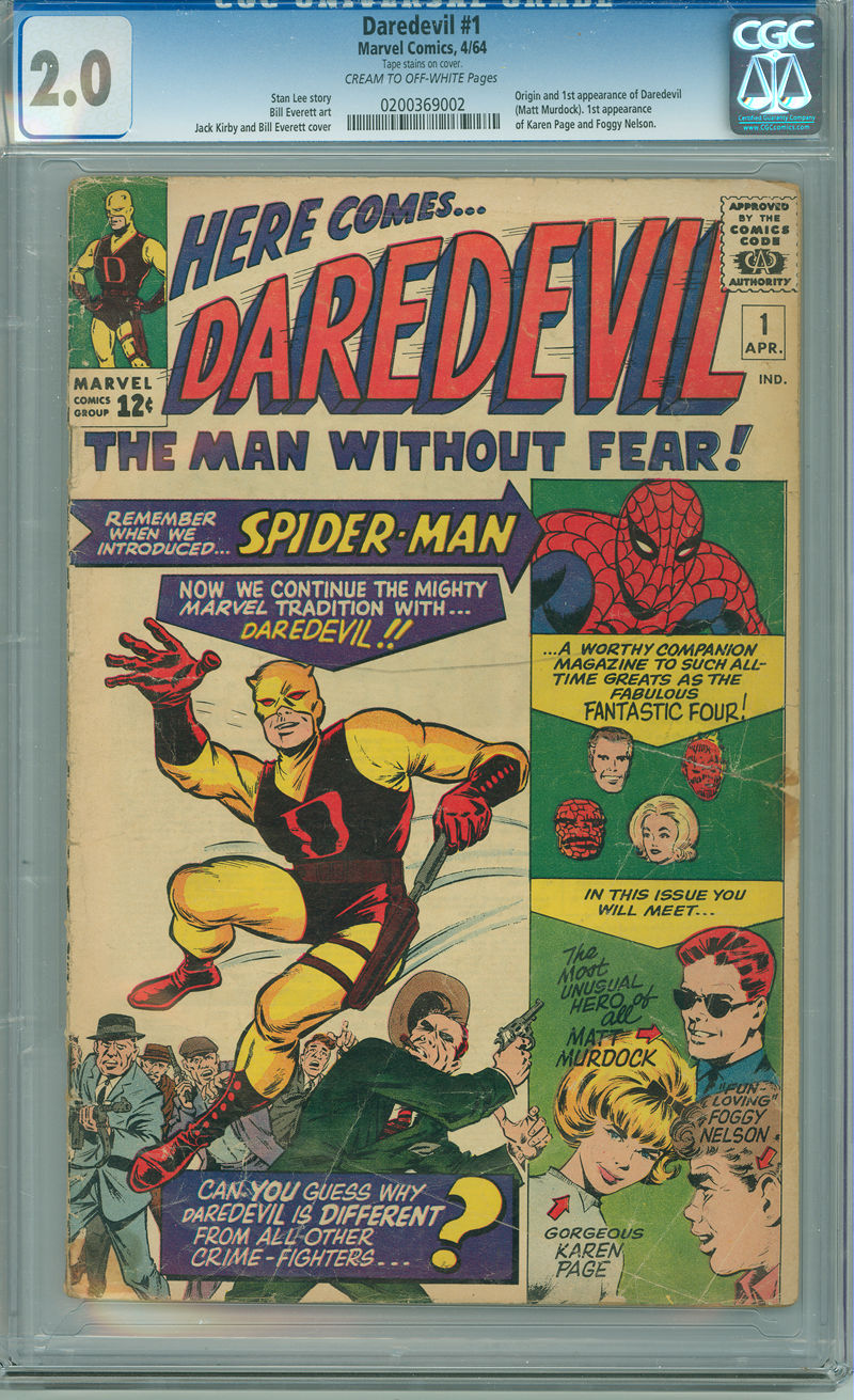 Daredevil 1 CGC 2.0 Marvel 1964 Stan Lee Jack Kirby 1st Appearance of Daredevil