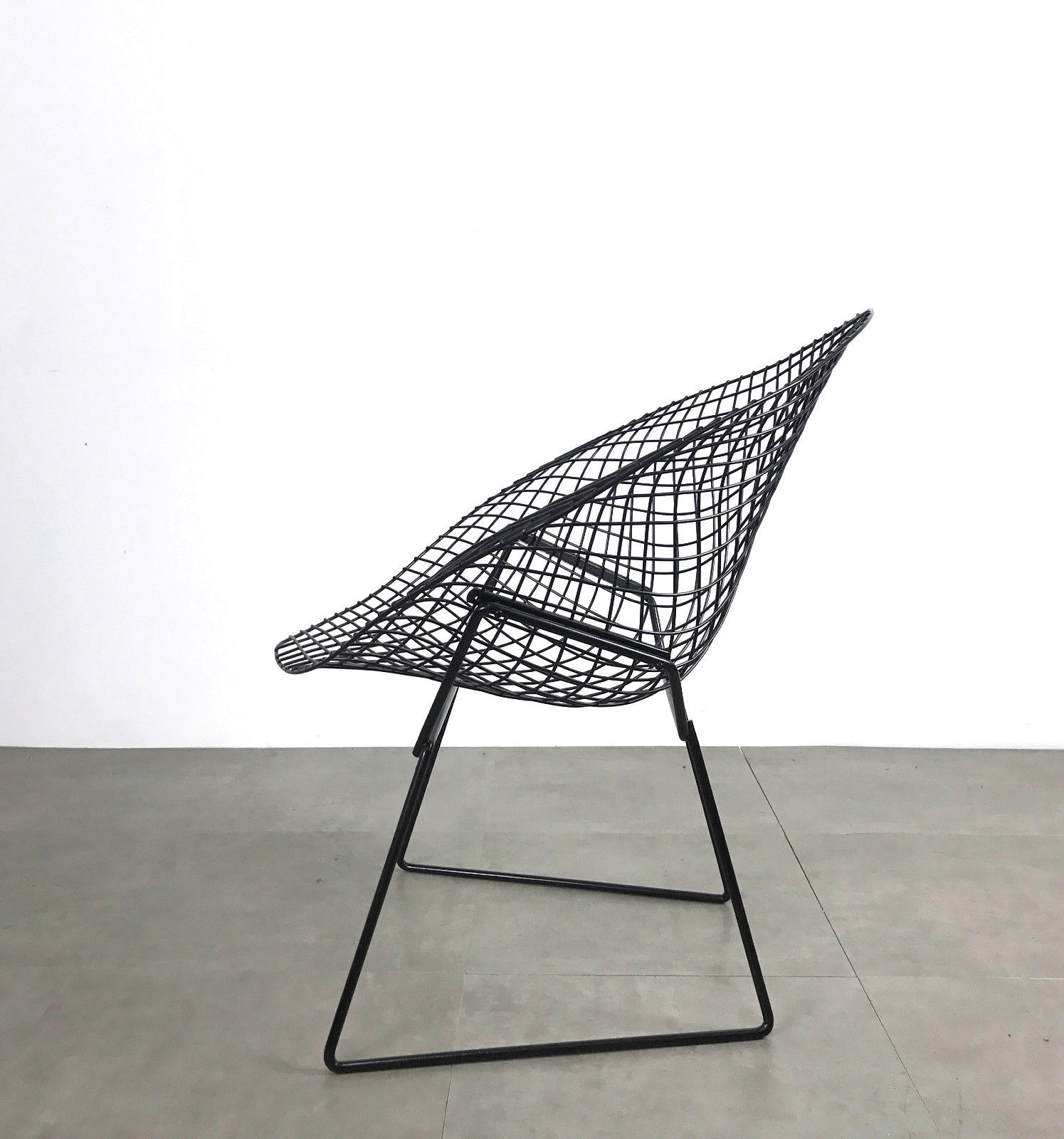 Vintage Harry Bertoia Knoll Black Wire Diamond Chair Restored Mid Century Modern