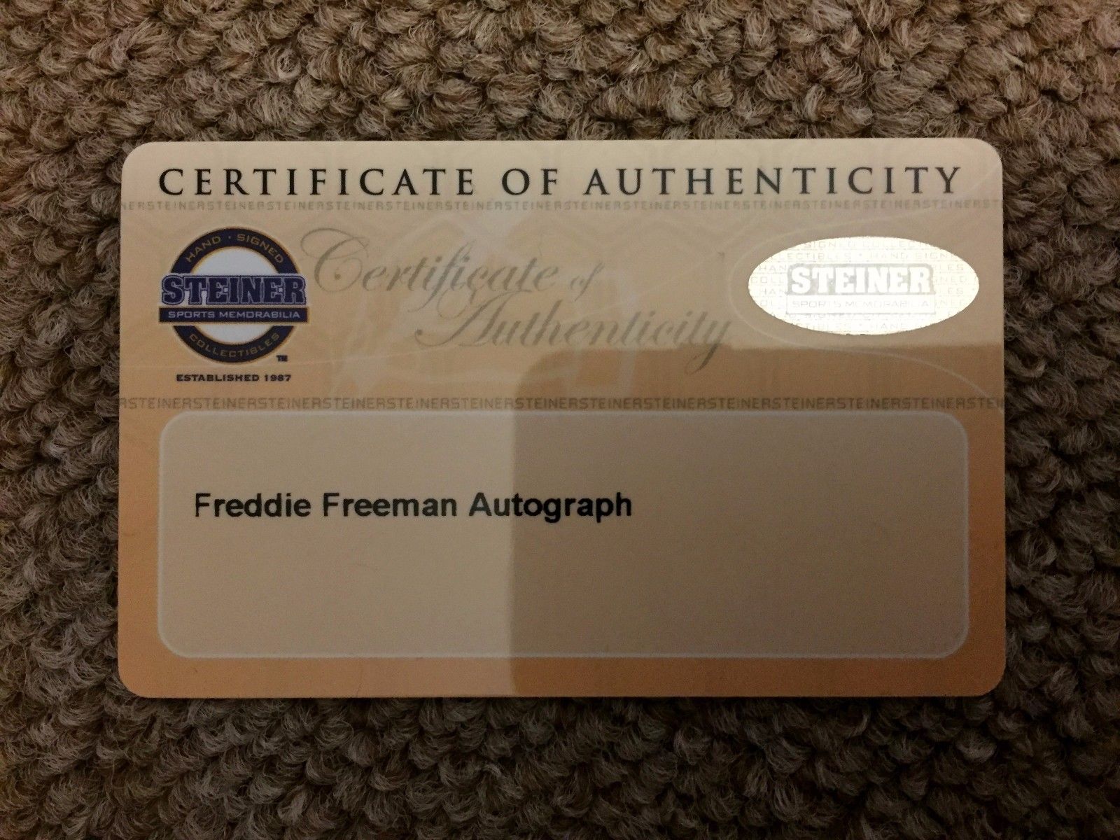 Freddie Freeman MLB Holo Game Used Autographed Insc Jersey 2015 Atlanta Braves