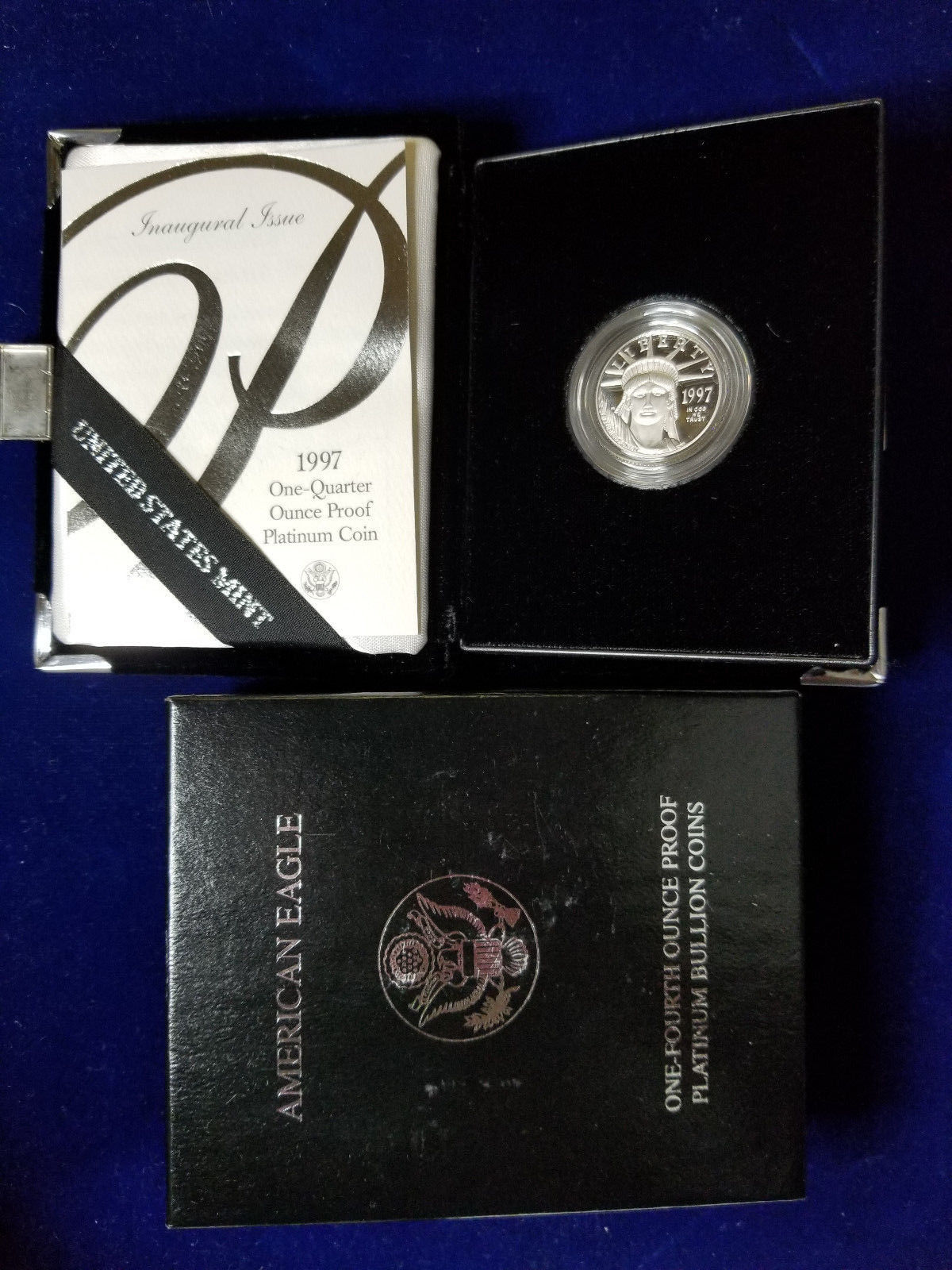 1997-W $25 PROOF PLATINUM STATUE OF LIBERTY 1/4 Oz. AMERICAN EAGLE BOX & COA