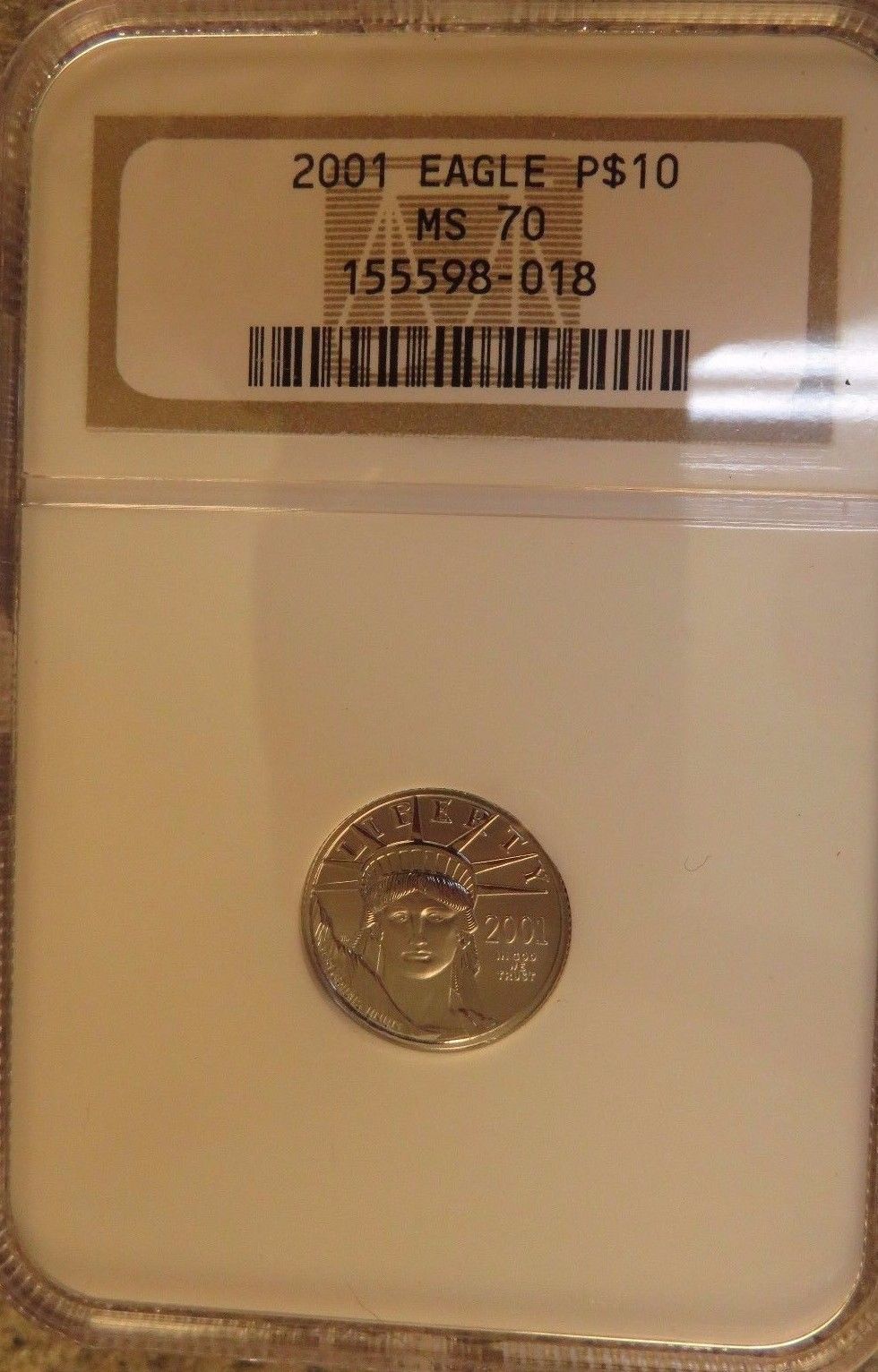 2001 Platinum Eagle NGC P$10 MS 70