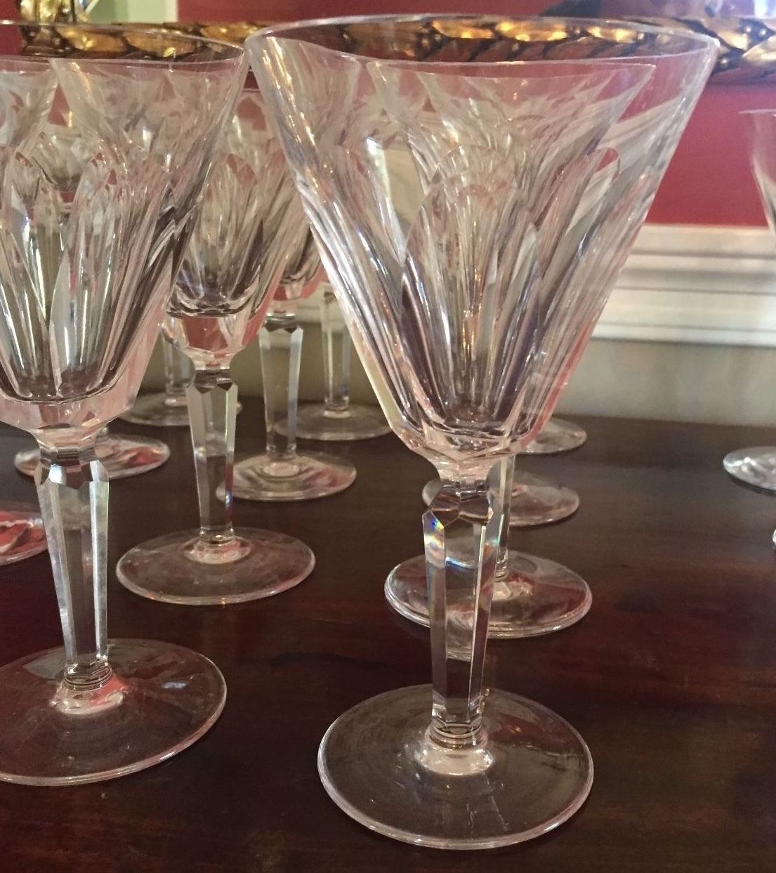 22 WATERFORD CRYSTAL SHEILA 6 1/2" CLARET WINE GLASSES  & 7" WATER GOBLETS