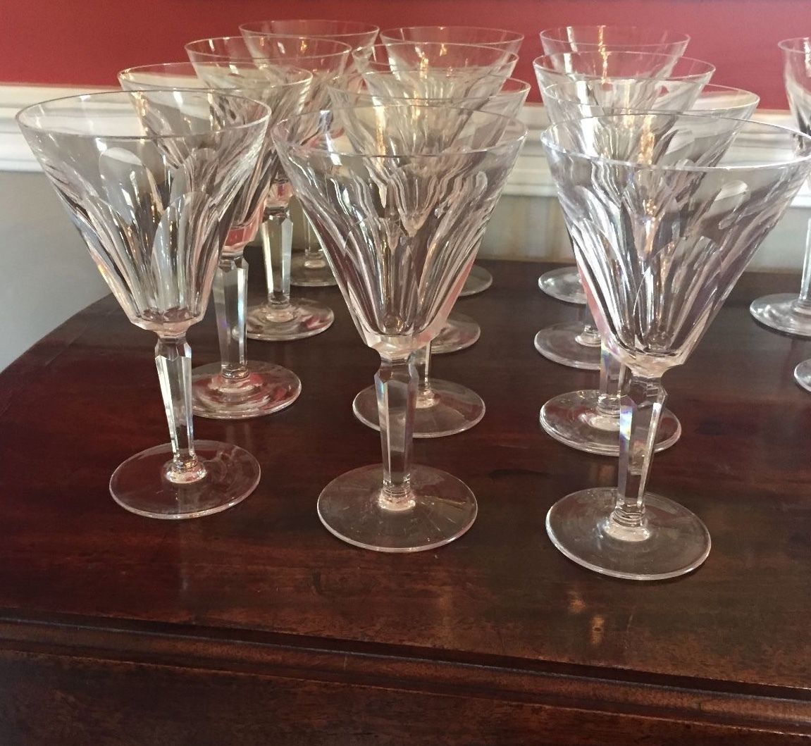 22 WATERFORD CRYSTAL SHEILA 6 1/2" CLARET WINE GLASSES  & 7" WATER GOBLETS