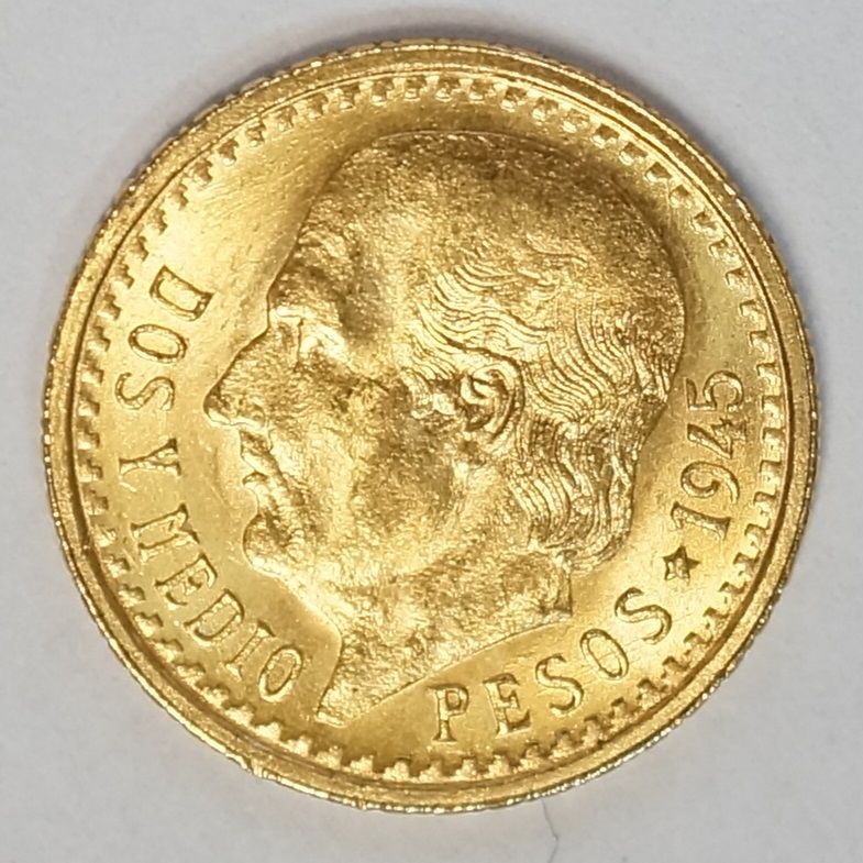Random Date Mexico 2-1/2 (2.5) Pesos Gold Coin - .0603 Troy Oz AGW