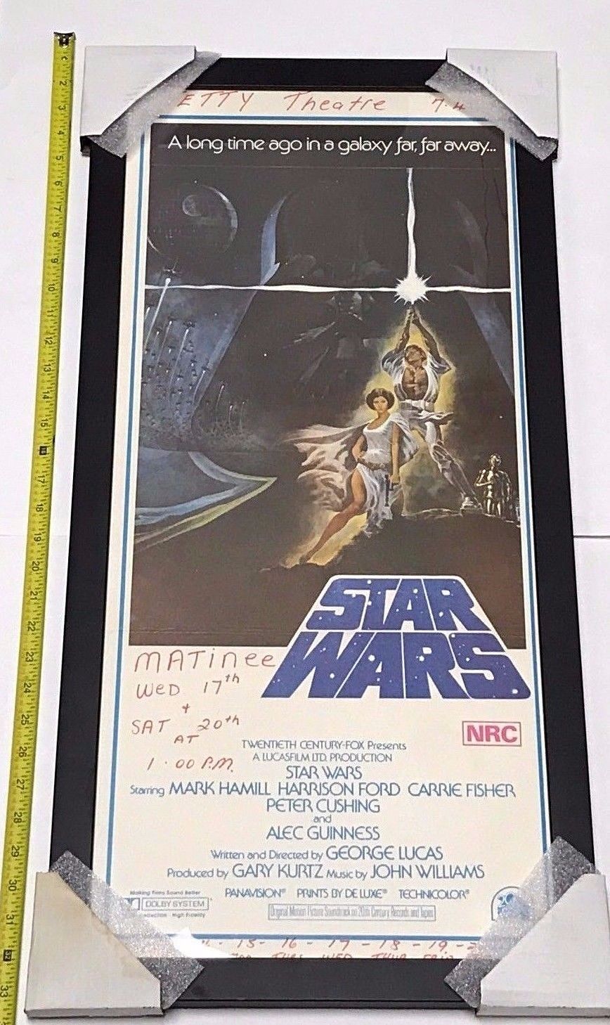 Original Framed Vintage Star Wars Large 32" Theater Lobby Display Movie Poster