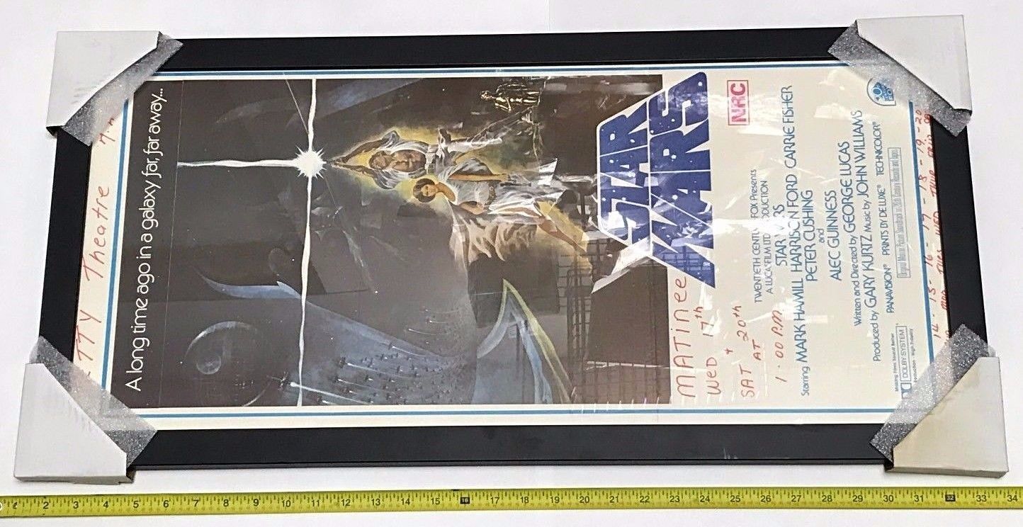 Original Framed Vintage Star Wars Large 32" Theater Lobby Display Movie Poster