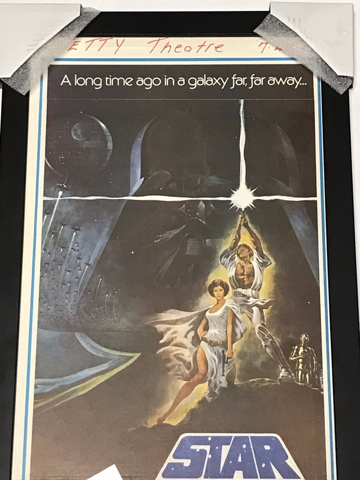 Original Framed Vintage Star Wars Large 32" Theater Lobby Display Movie Poster