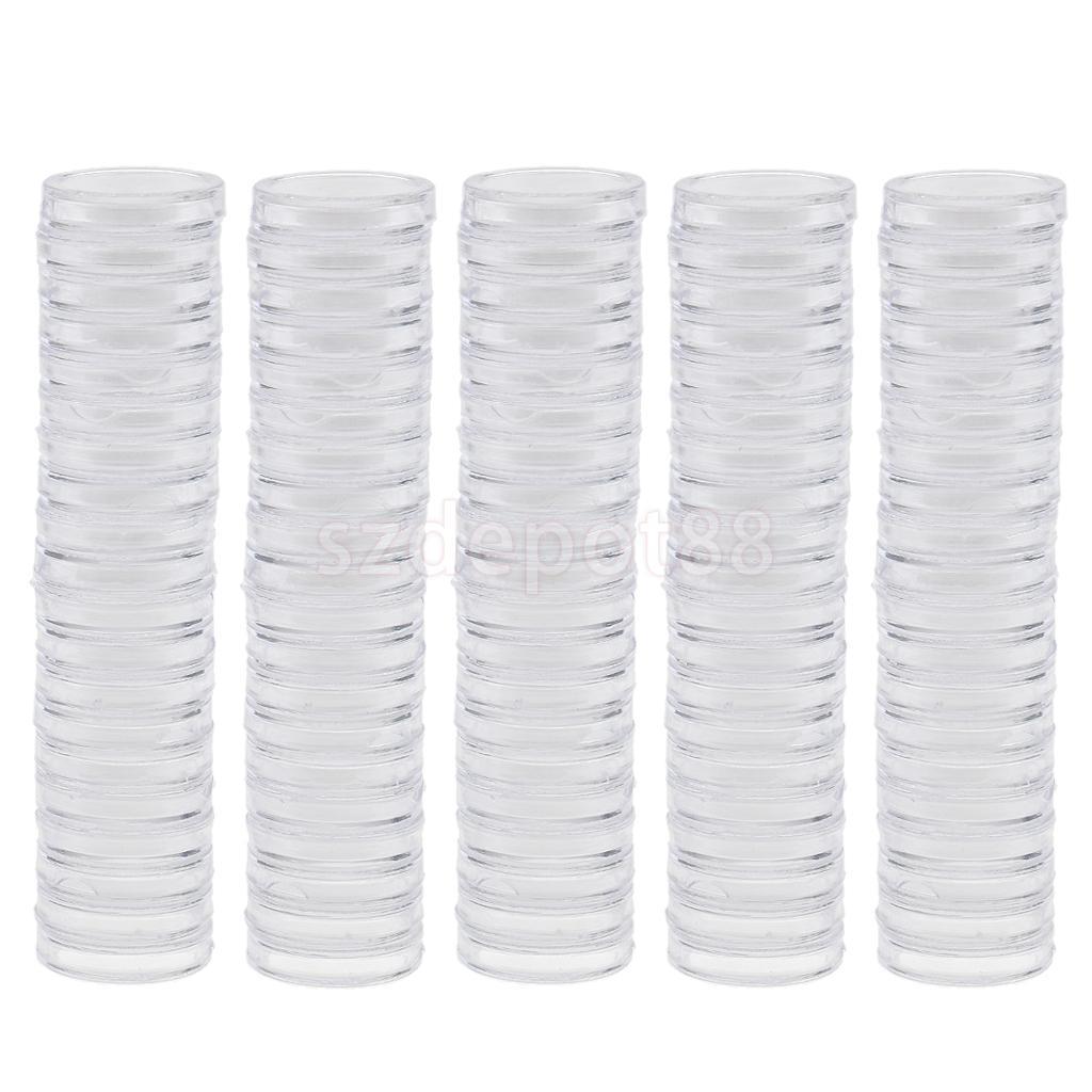 100pcs 19mm Plastic Clear Round Coin Case Capsule Storage Holder Containers