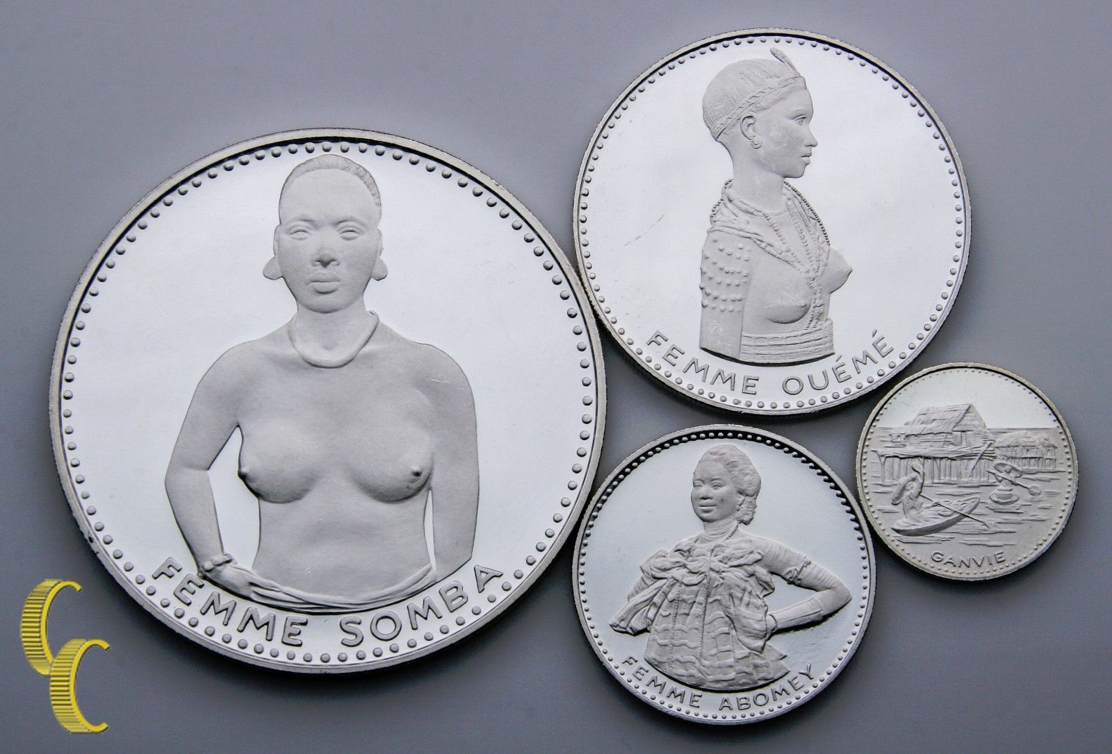 1971 Du Dahomey 100-1000 Francs 4 Piece Proof Silver Coin Lot