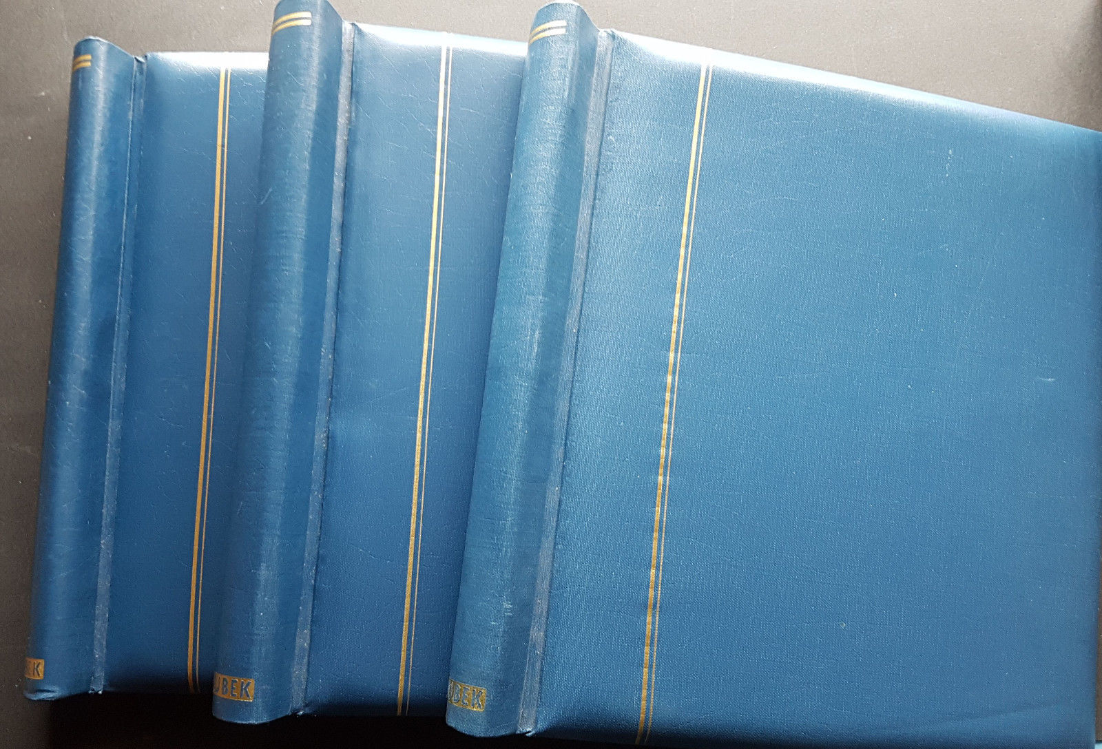 3x Schaubek Clamp Binder Faux Leather Blue