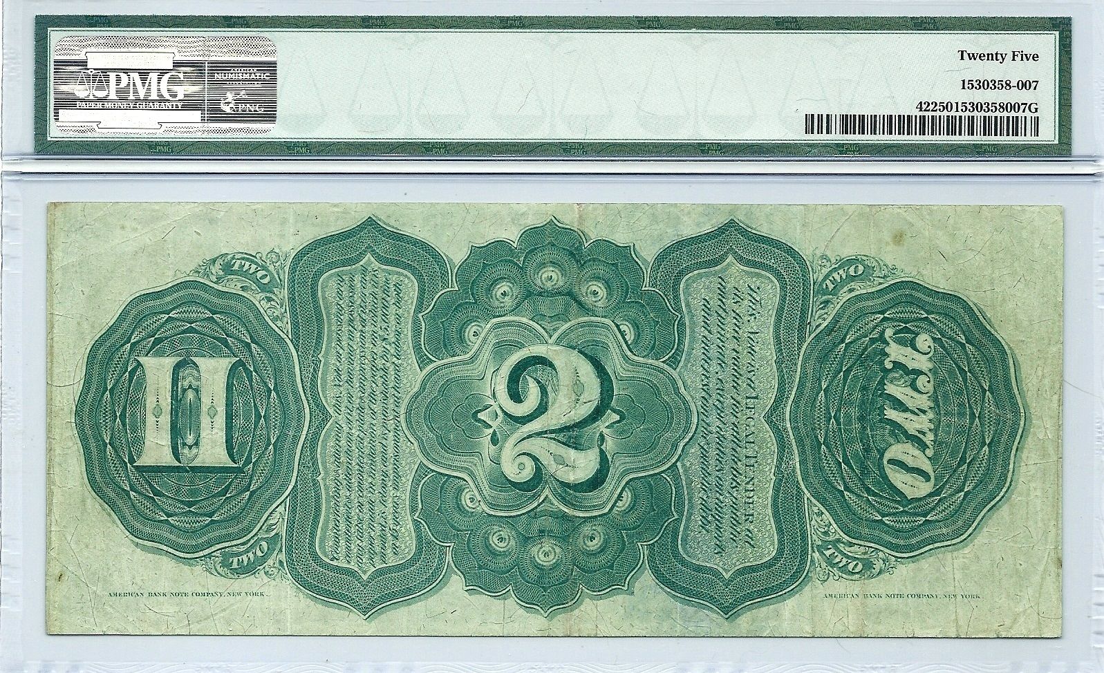 1869 $2 LEGAL TENDER ** RAINBOW SERIES ** ONE-YEAR TYPE  LOVELY PMG VERY FINE 25