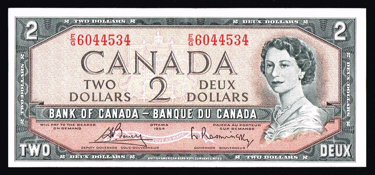 1954 $2 DOLLAR BANKNOTE BANK OF CANADA****UNCIRCULATED ~~HIGH GRADE