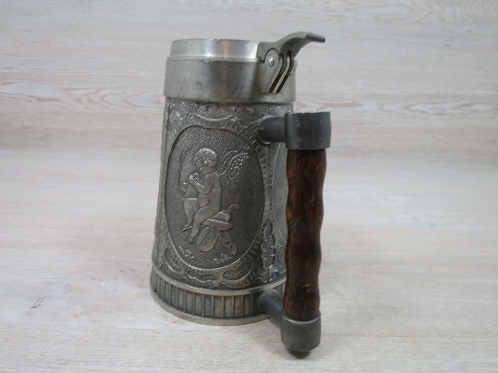 VINTAGE PEWTER GERMAN SOLID ZINN ZINC BEER STEIN MUG WITH STAMP RARE