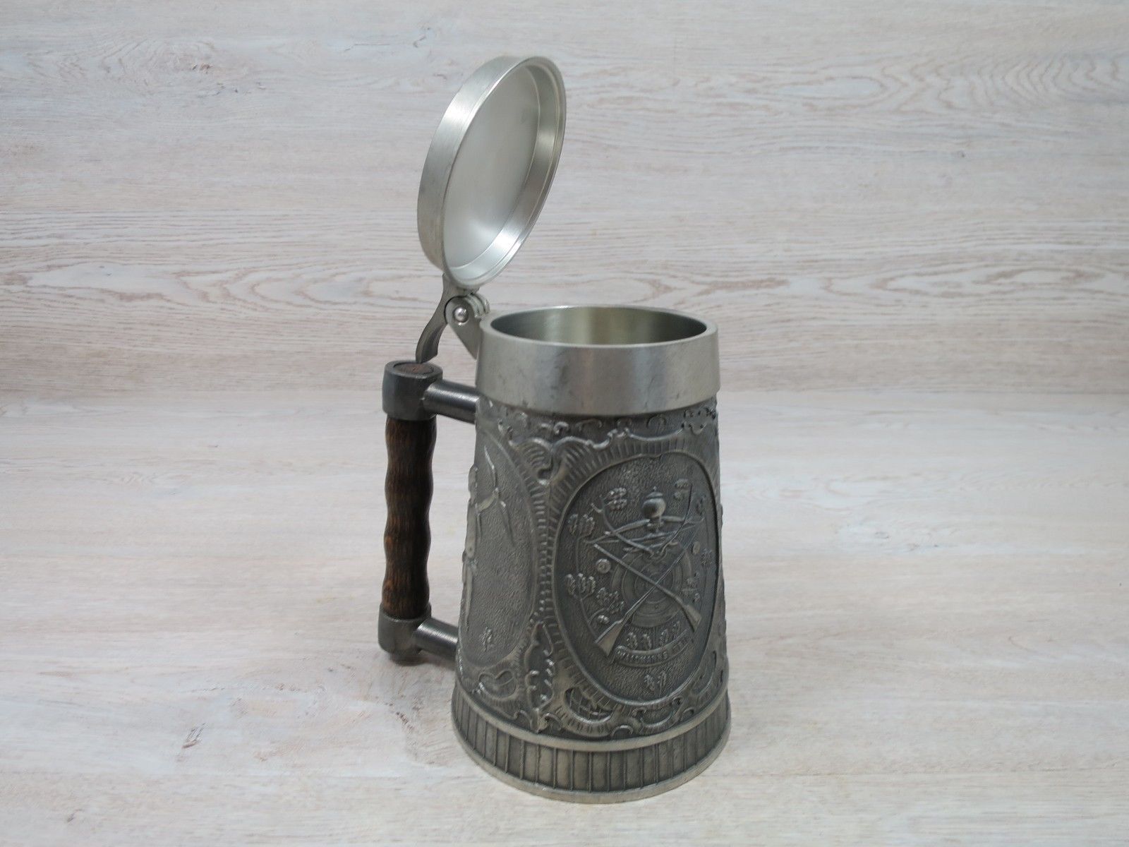 VINTAGE PEWTER GERMAN SOLID ZINN ZINC BEER STEIN MUG WITH STAMP RARE