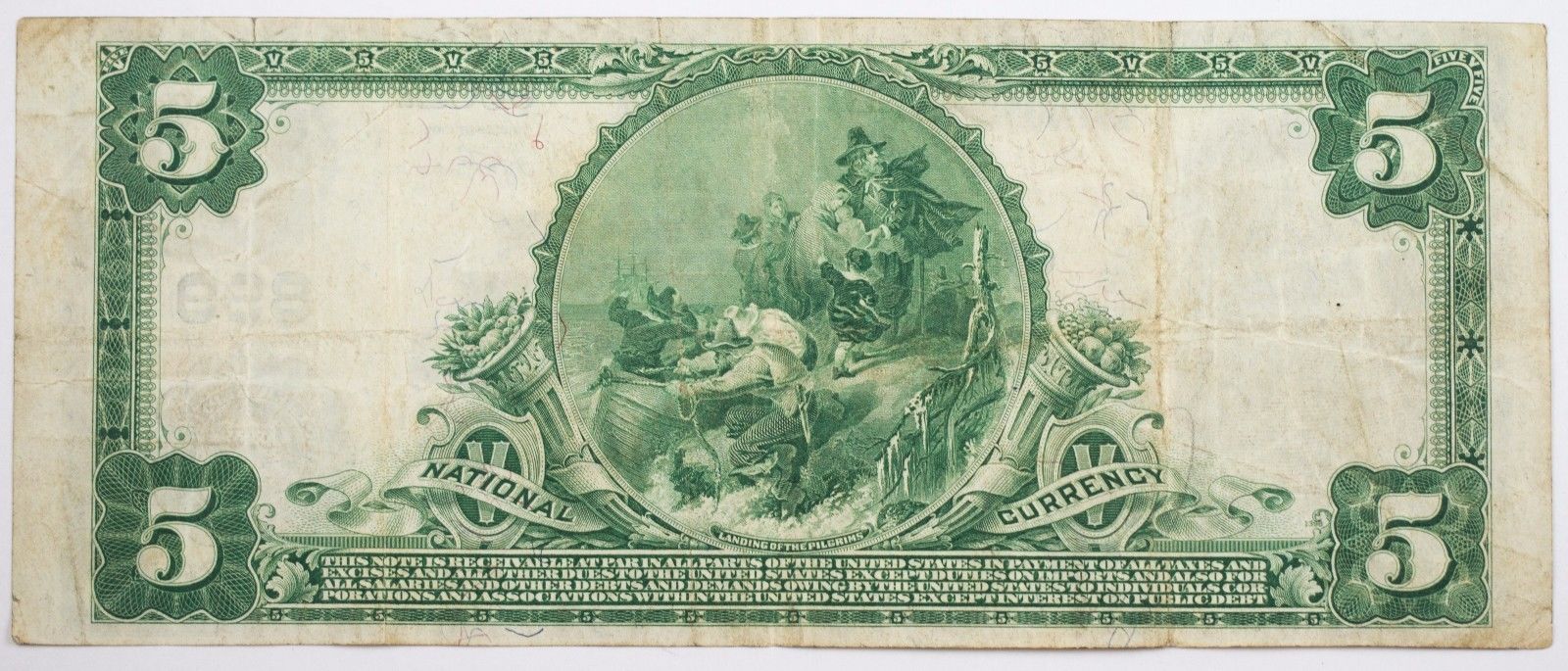 1902 $5 Large Size National Bank Note VF Cape Ann of Gloucester Ch# 599