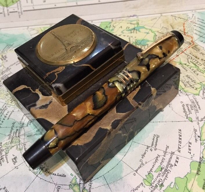 PARKER DUOFOLD JUNIOR GOLD MARBLE FOUNTAIN PEN-MADE IN CANDA-FREE UK POST!