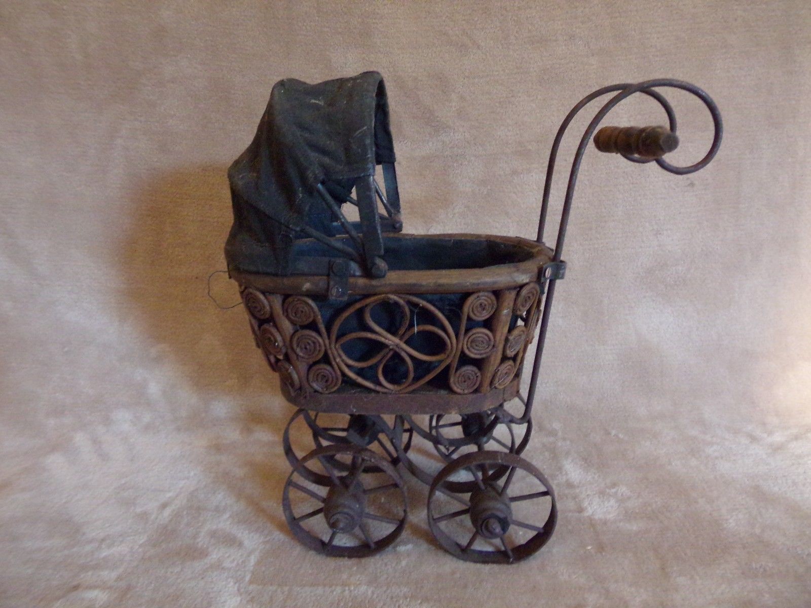 Vintage Handmade Wooden Mini Stroller Carriage