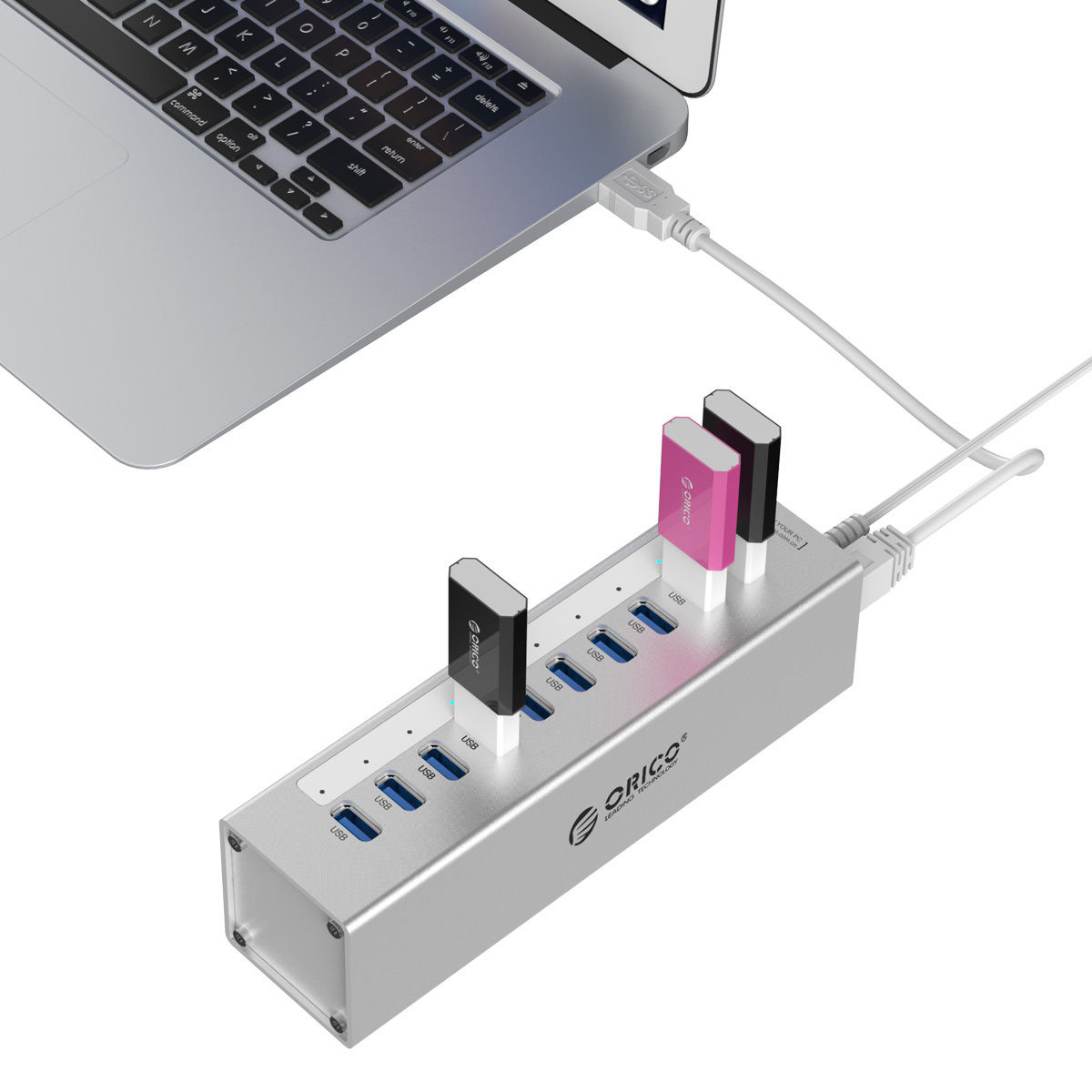 ORICO NEW 10 Port USB3.0 HUB Apple Style Splitter Aluminium HUB VIA VL812 chip