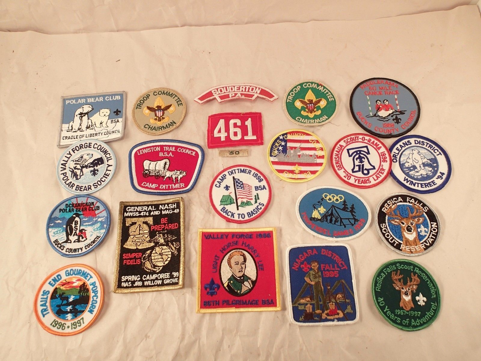 Vintage Lot of 21 Boy Scouts of America Patches, Camping, BSA