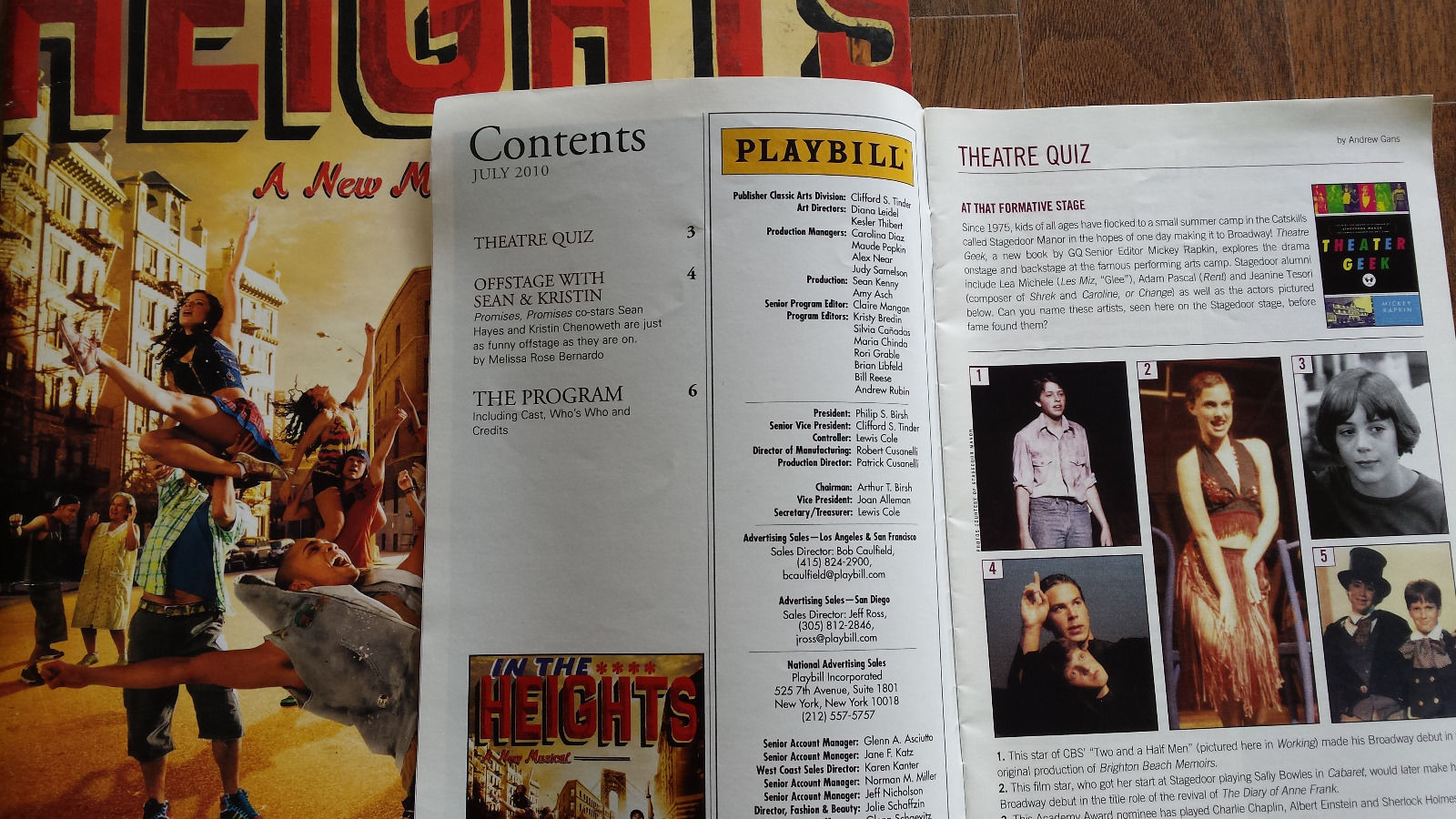 IN THE HEIGHTS PLAYBILL - July 2010 Pantages Theatre and Memory Book