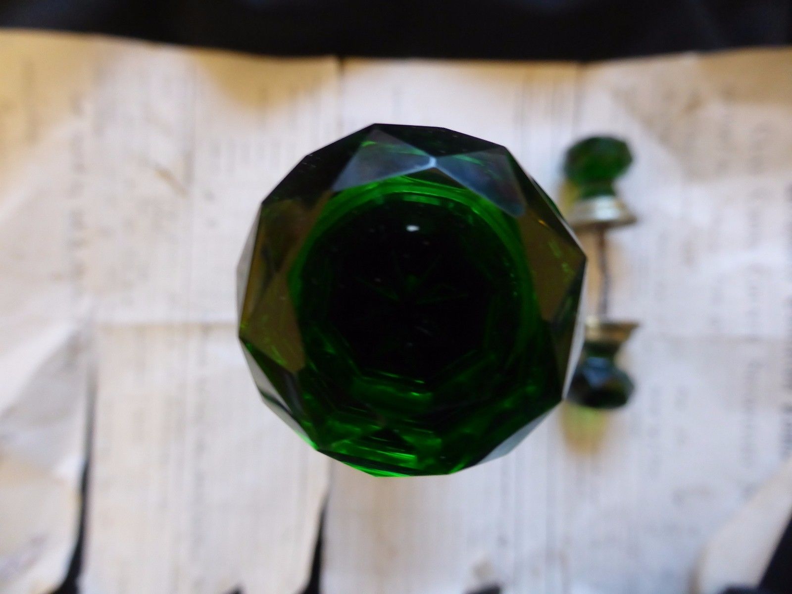 3 Emerald Green Glass Drawer Knob (cupboard dresser handle antique victorian)