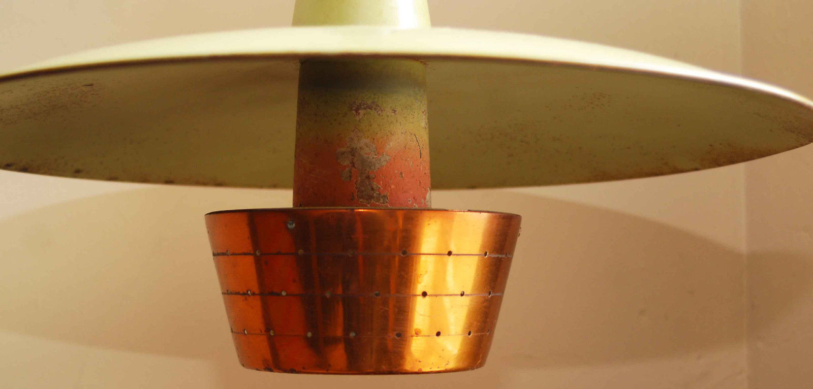 MID CENTURY MODERN INDUSTRIAL PULL DOWN SAUCER LIGHT LAMP VIRDEN EAMES ATOMIC