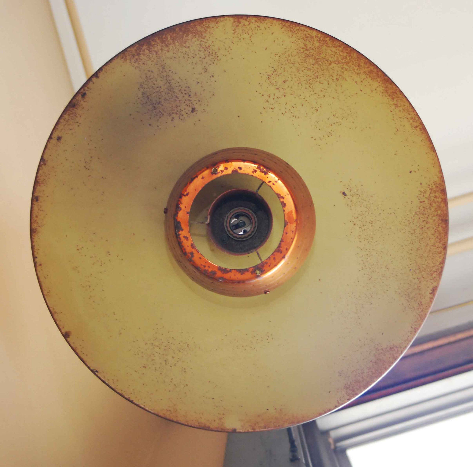 MID CENTURY MODERN INDUSTRIAL PULL DOWN SAUCER LIGHT LAMP VIRDEN EAMES ATOMIC