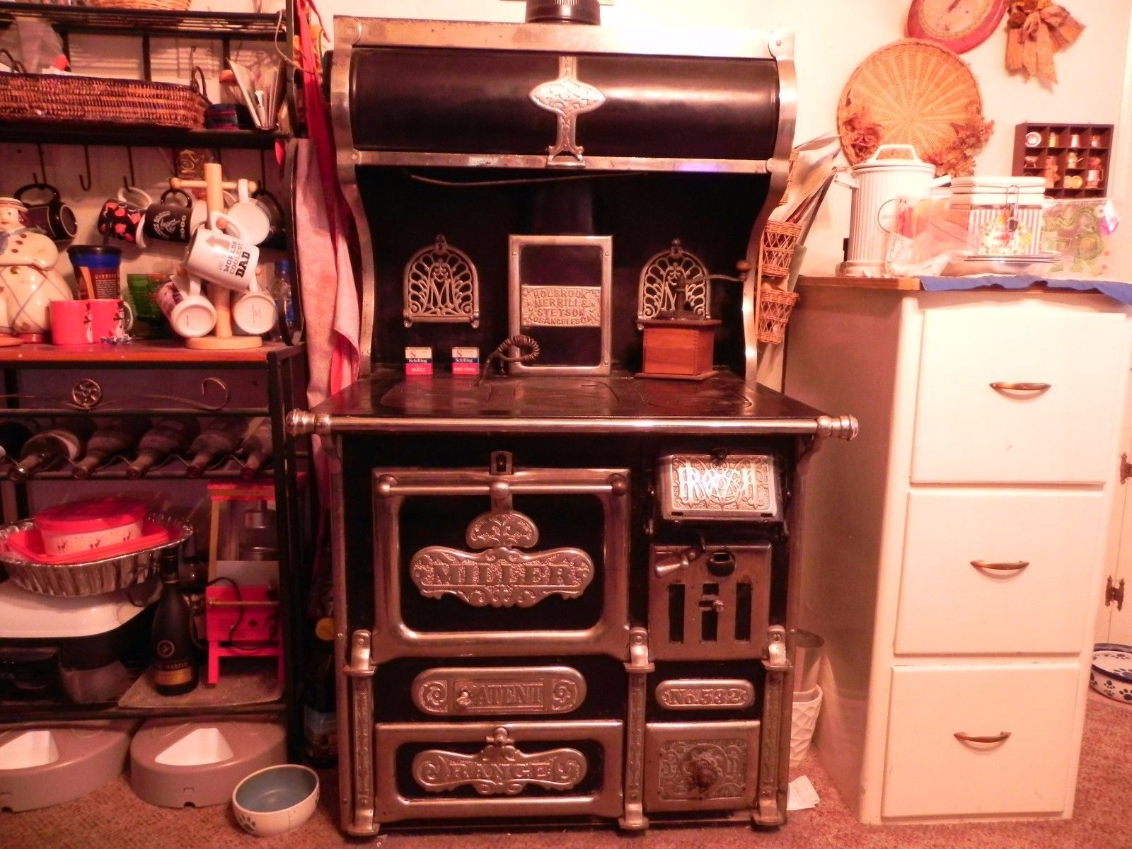 1900s Vintage Wood Kitchen Cook Stove  Holbrook Merill and Stetson