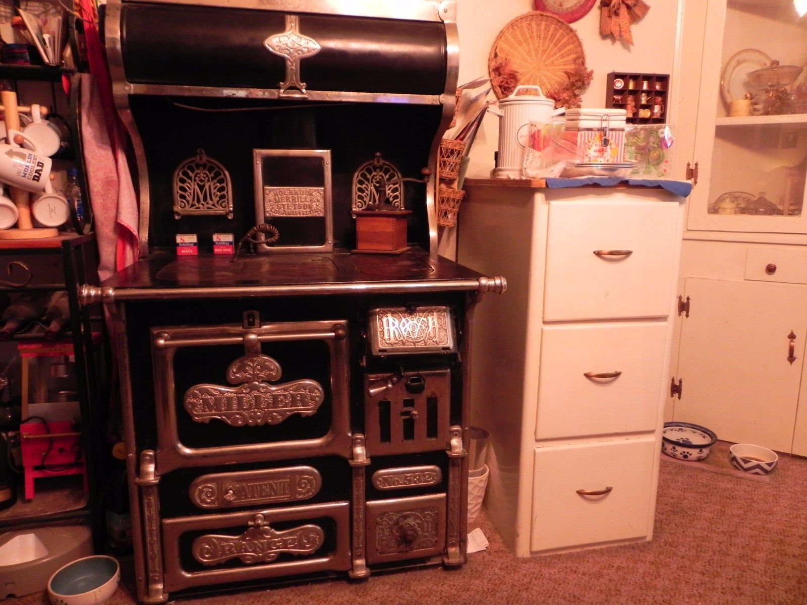 1900s Vintage Wood Kitchen Cook Stove  Holbrook Merill and Stetson